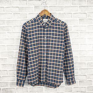 SATURDAYS Surf NYC Button Down Shirt Blue Orange Plaid Cotton Small